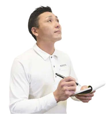 施工事例のタイトル横のたなか社長の画像